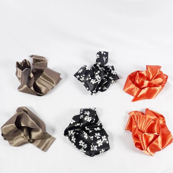 Heather's Closet SET OF 6 Hair Ties or Handbag Scarfs New in Box Taupe Orange - Picture 2 of 9